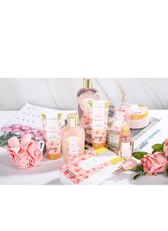 spa luxetique Spa Gift Basket for Women, Spa Gifts for Women, 10pcs Rose Home Spa Sets, Relaxing Gift Basket with Bath Salts, Body Lotion, Bubble Bath, Birthday Woman Gift Baskets  - Image 4
