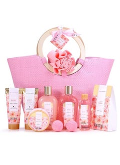 spa luxetique Spa Gift Basket for Women, Spa Gifts for Women, 10pcs Rose Home Spa Sets, Relaxing Gift Basket with Bath Salts, Body Lotion, Bubble Bath, Birthday Woman Gift Baskets  - Image 1