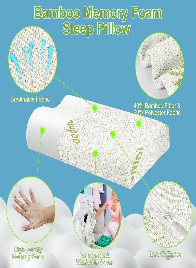 iMounTEK Bed Pillow Pillow Bamboo Viscose Memory Foam Pillow, Sleep Pillow Contoured Orthopedic Pillow Soft Neck Support Breath Pillow Back/Stomach/Side Sleeper(S) - Image 4