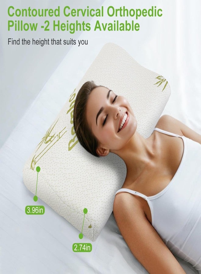 iMounTEK Bed Pillow Pillow Bamboo Viscose Memory Foam Pillow, Sleep Pillow Contoured Orthopedic Pillow Soft Neck Support Breath Pillow Back/Stomach/Side Sleeper(S) - Image 2
