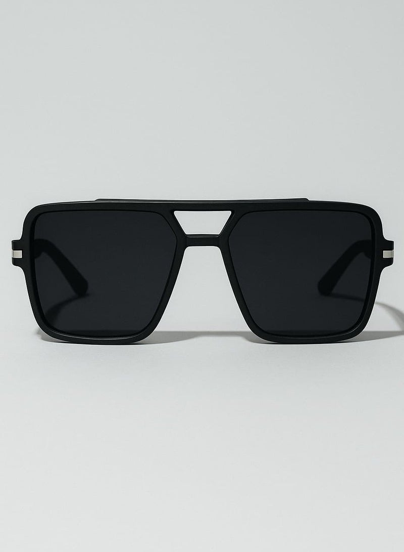 Retro BHR Elite Square Aviator Sunglasses for Men & Women | Matte Black Frame | Polarized Lenses | Full UV400 Protection - Image 3