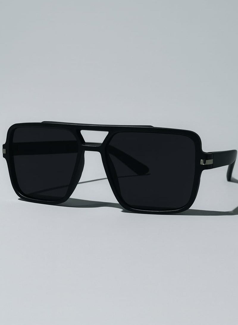 Retro BHR Elite Square Aviator Sunglasses for Men & Women | Matte Black Frame | Polarized Lenses | Full UV400 Protection - Image 2