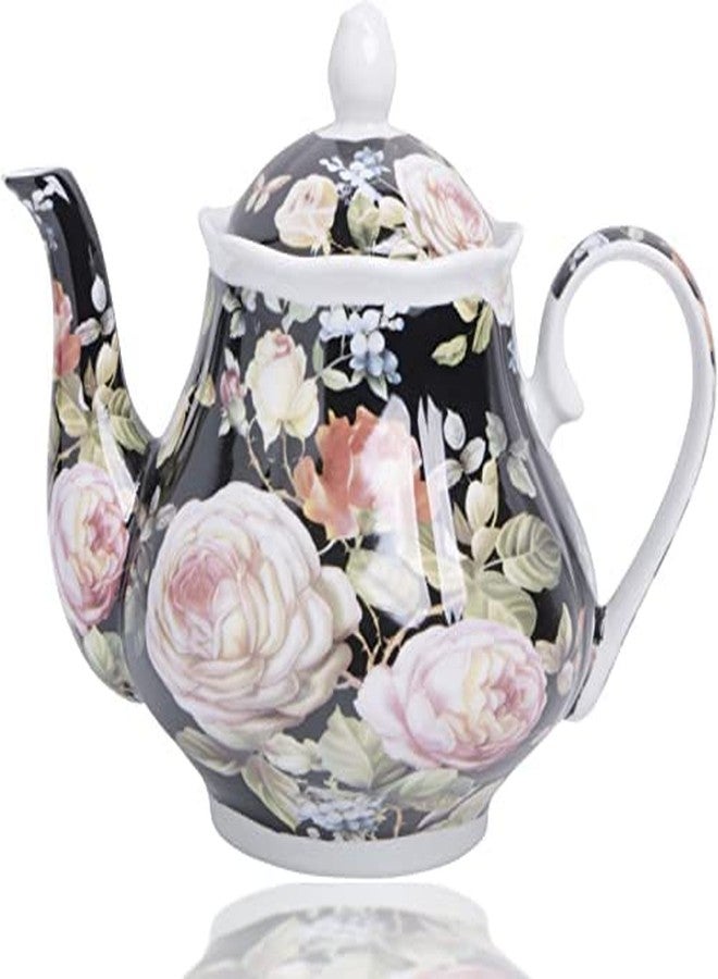 Palais Essentials European Style Ceramic Teapot Coffee Pot Water Pot Porcelain Vintage Gift Tea Pot - Moonlight Rose - Image 1