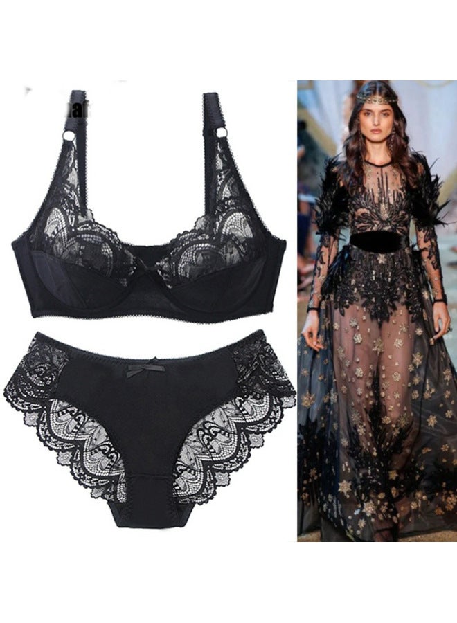 European And American Popular Underwear Women's Ultra-thin Big Showing Small Transparent Large Size Bra Women's Suit Lace Bra