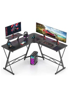 Favarey L-Shaped Desk Computer Corner Table, 51" Home Gaming Desk, Office Writing Workstation with Large Monitor Stand, Space-Saving, Easy to Assemble  - Image 1