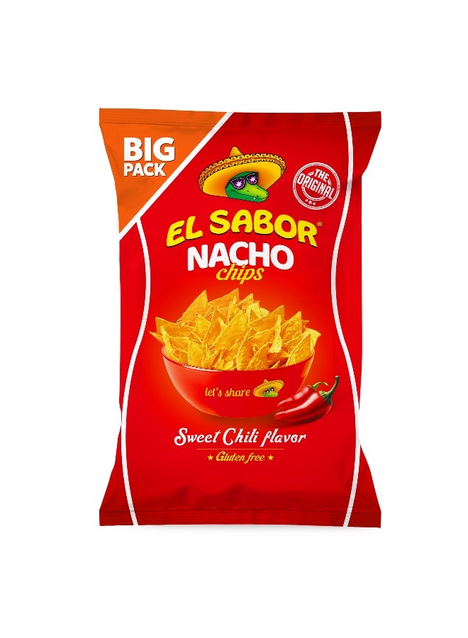 El Sabor Nacho Chips Sweet Chilli 180G, Corn Tortilla Chips For Dips Parties And Snacking - Image 1