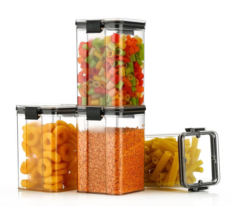 flymore Air Tight Containers For Kitchen Storage Set, Bpa Container For Kitchen Storage Set, Kitchen Organizer And Kitchen Accessories Items & Storage(1200 Ml Set Of 4)(Plastic) Transparent - Image 5