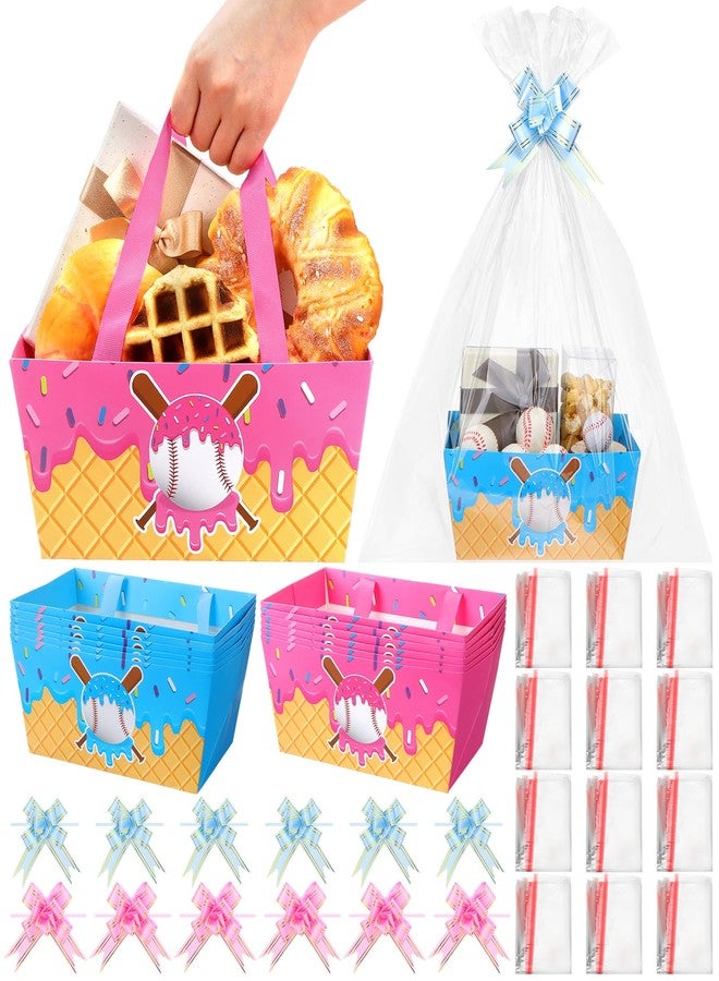 Easywiny 12 PCS Ice Cream Drip Baseball Birthday Party Supplies Gift Basket with Handles Ice Cream Drip Party Treat Boxes Sport Theme Gift Box Summer Decorations for Team Birthday Baby Shower Parties Favors - Image 1