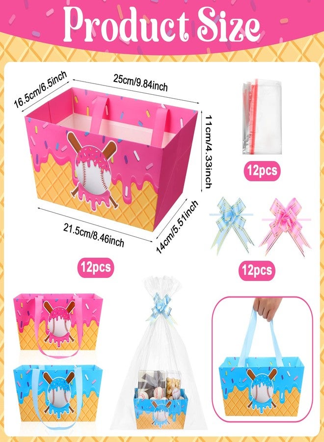Easywiny 12 PCS Ice Cream Drip Baseball Birthday Party Supplies Gift Basket with Handles Ice Cream Drip Party Treat Boxes Sport Theme Gift Box Summer Decorations for Team Birthday Baby Shower Parties Favors - Image 2