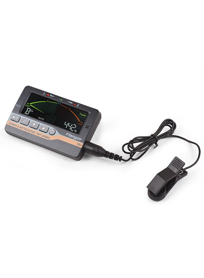 Flanger Guitar Tuner for Chromatic Guitar Bass Violin Ukulele Color LCD Display Screen Portable Guitar Tuner with 6.35mm Plug Pickup Clip Professional 3-in-1 Tuner Metronome Sound - Image 1