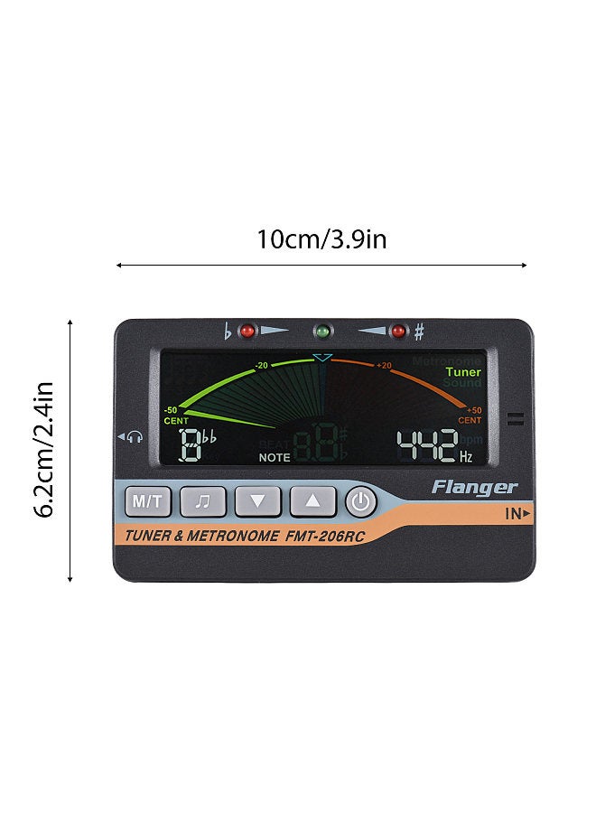 Flanger Guitar Tuner for Chromatic Guitar Bass Violin Ukulele Color LCD Display Screen Portable Guitar Tuner with 6.35mm Plug Pickup Clip Professional 3-in-1 Tuner Metronome Sound - Image 4