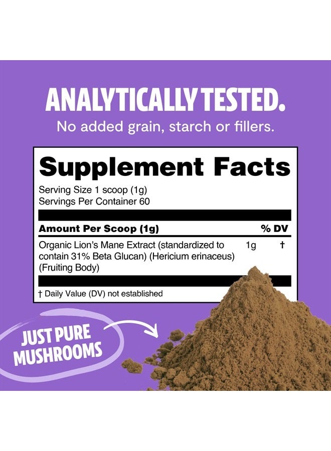 FreshCap Mushrooms FreshCap Lions Mane Supplement Powder 14,000mg - Lions Mane Mushroom, Lions Mane Extract, Lion's Mane Mushroom, Mushroom Supplement for Focus & Memory, Organic Lions Mane Powder (60 Servings) - Image 4