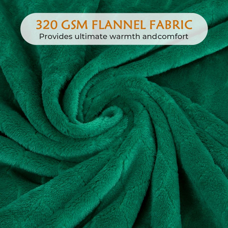 TOONOW Fleece Blanket Super Soft Cozy Throw Blanket 50" x 60", Lightweight Fuzzy Comfy Textured Flannel Blanket Warm Plush Throw Blankets for Couch, Sofa, Bed, Emerald - Image 4