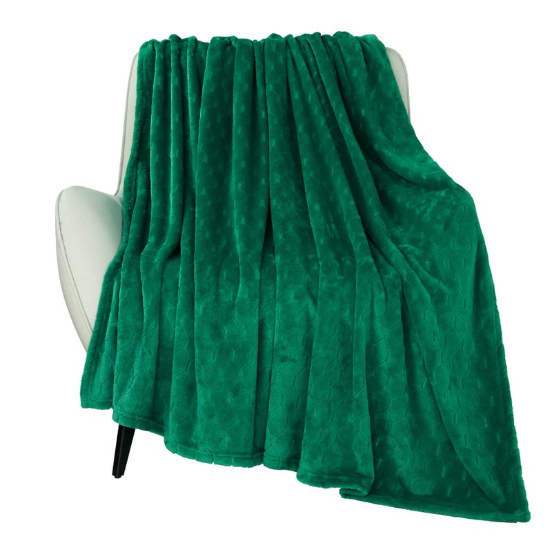TOONOW Fleece Blanket Super Soft Cozy Throw Blanket 50" x 60", Lightweight Fuzzy Comfy Textured Flannel Blanket Warm Plush Throw Blankets for Couch, Sofa, Bed, Emerald - Image 1