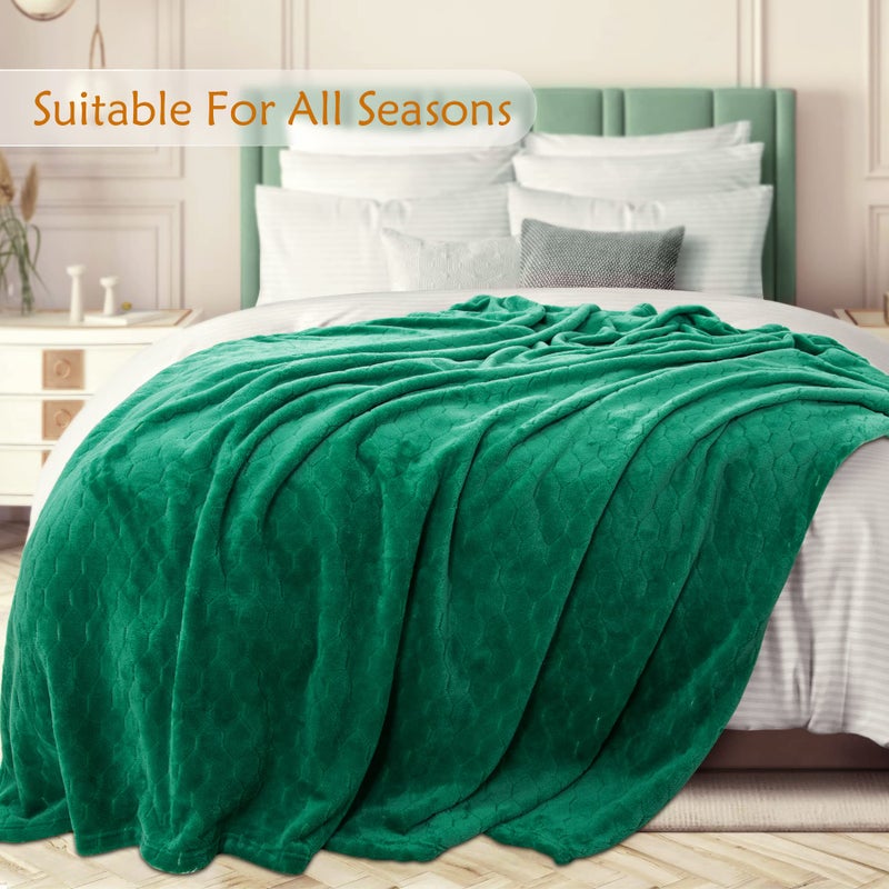 TOONOW Fleece Blanket Super Soft Cozy Throw Blanket 50" x 60", Lightweight Fuzzy Comfy Textured Flannel Blanket Warm Plush Throw Blankets for Couch, Sofa, Bed, Emerald - Image 3