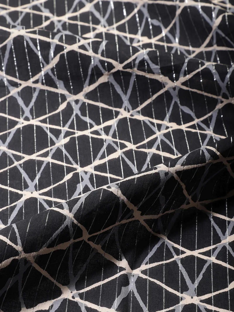 أيه كيه إس Abstract Black Fabric With Metallic Stripes