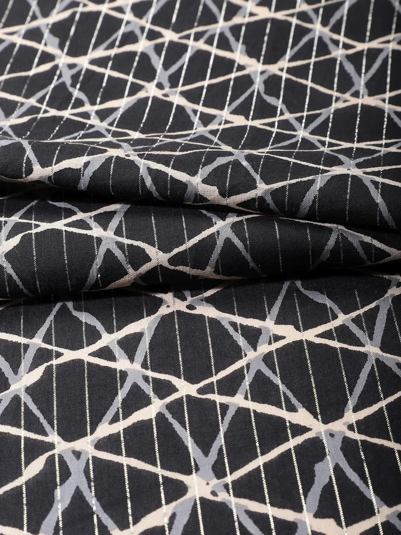 أيه كيه إس Abstract Black Fabric With Metallic Stripes