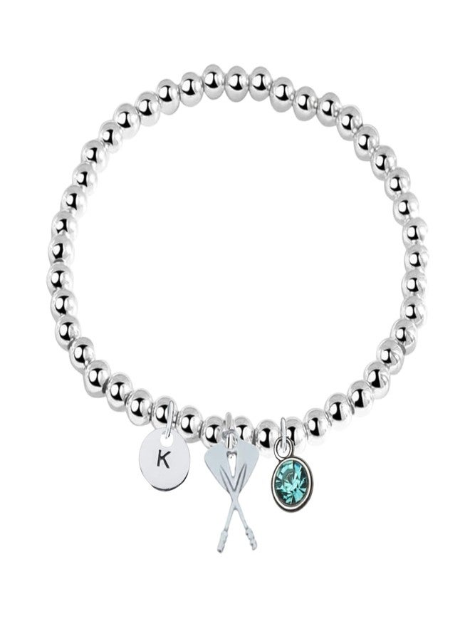 إنفينيتي كوليكشن هدية مجداف تجديف، سوار خرز مجداف تجديف شخصي مع حرف أولي وقلادة حجر الميلاد، مجوهرات مجداف تجديف قابلة للتعديل، إكسسوارات مخصصة لعشاق مجداف التجديف للفتيات - Image 1