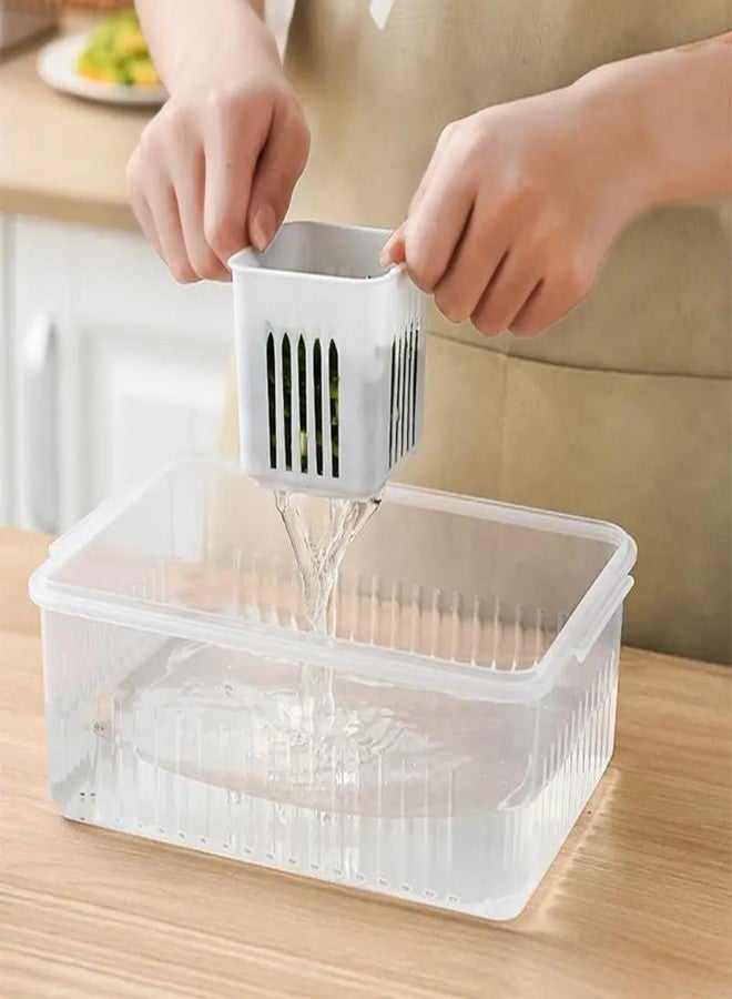 BIRDWING 1 Pic 6 Grid Fridge Storage Boxes Freezer Storage Containers, Container for Kitchen Storage Set, Storage in Kitchen, Vegetable Storage, Draining Crisper Refrigerator Food Box (1 Set) - Image 5