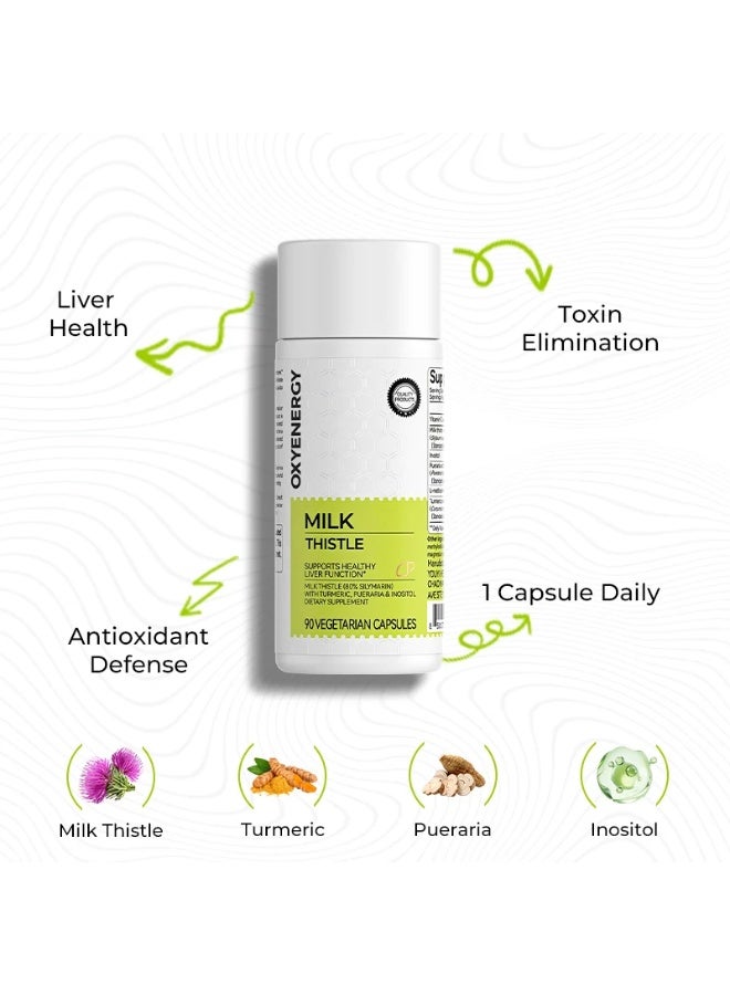 OxyEnergy Milk Thistle 300mg with Vitamin C, Inositol & Pueraria – Liver Detox & Antioxidant Supplement – Supports Healthy Liver & Wellness – 90 Vegetarian Capsules - Image 3