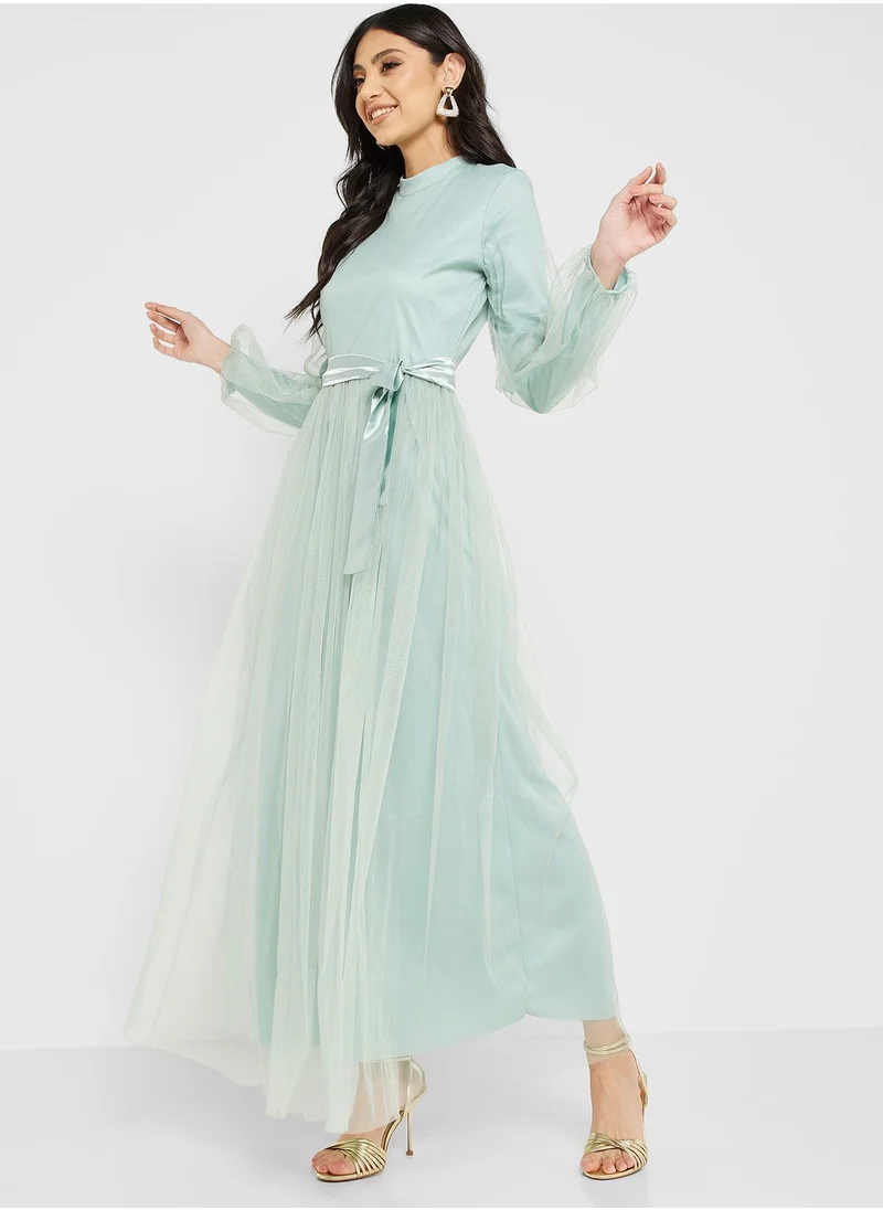 Khizana Puff Sleeve Tulle Dress