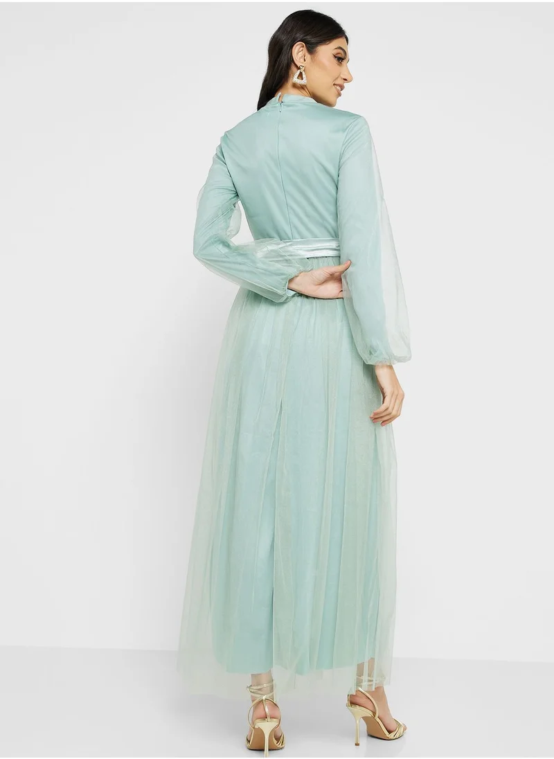 Khizana Puff Sleeve Tulle Dress