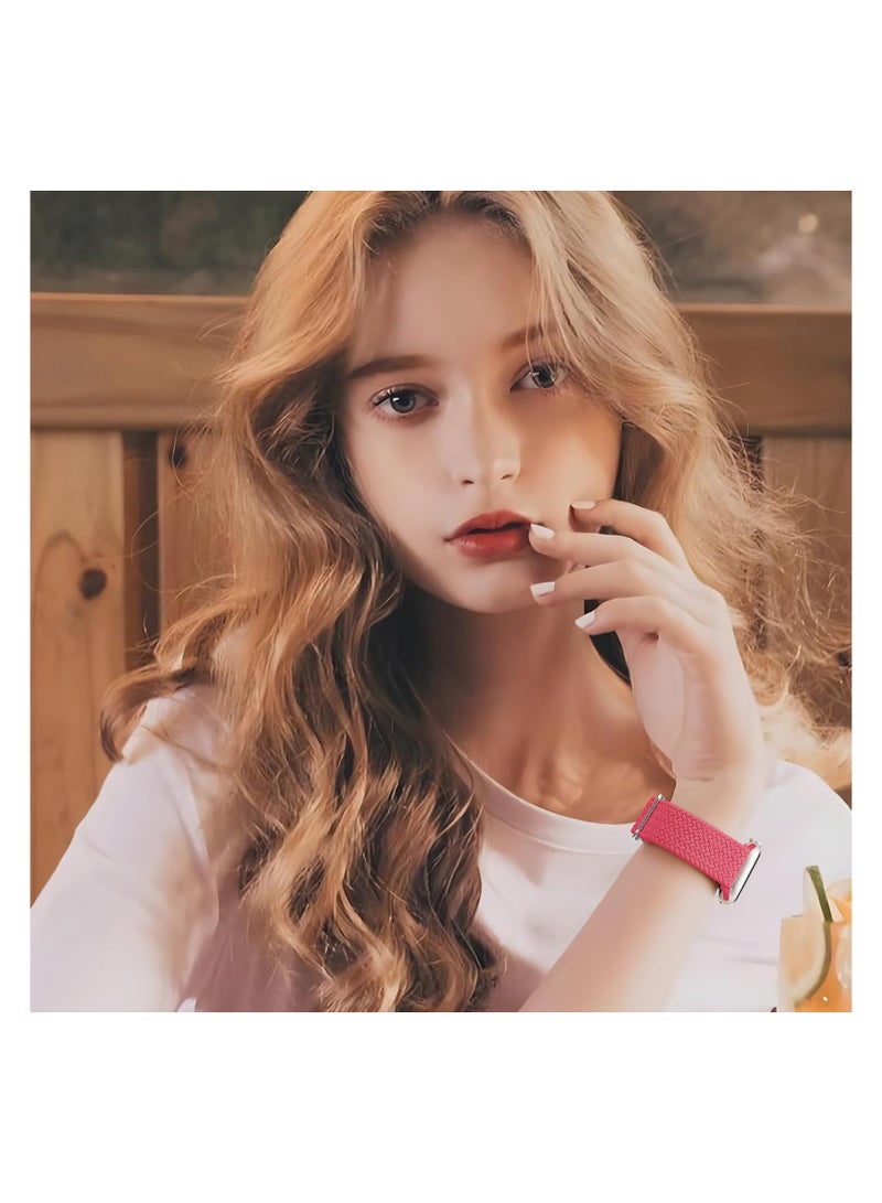 6 Pack Braided Stretchy Bands Compatible with Apple Watch Band 38mm 40mm 41mm 42mm Women Men, Adjustable Nylon Solo Loop Elastic Straps for iWatch Series 10 9 8 7 6 5 4 3 SE Ultra - Image 3