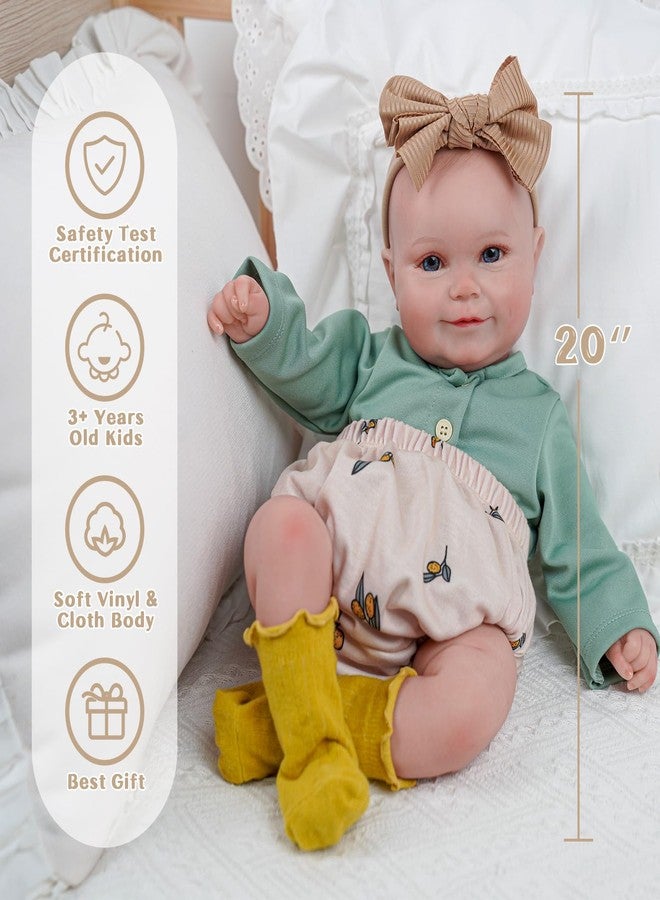 BABESIDE 3-in-1 Interactive Reborn Baby Dolls, 20Inch Cute Soft Vinyl Realistic-Newborn Baby Doll Poseable Real Life Lifelike Baby Dolls w/Doll Accessories for 3+ Year Old Girls - Image 5