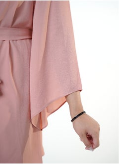 Generic Printkari City Coords Set Peachy-Pink Chiffon Georgette with Handwork and Bell Sleeves  - Image 3