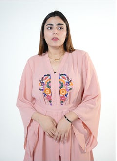 Generic Printkari City Coords Set Peachy-Pink Chiffon Georgette with Handwork and Bell Sleeves  - Image 5