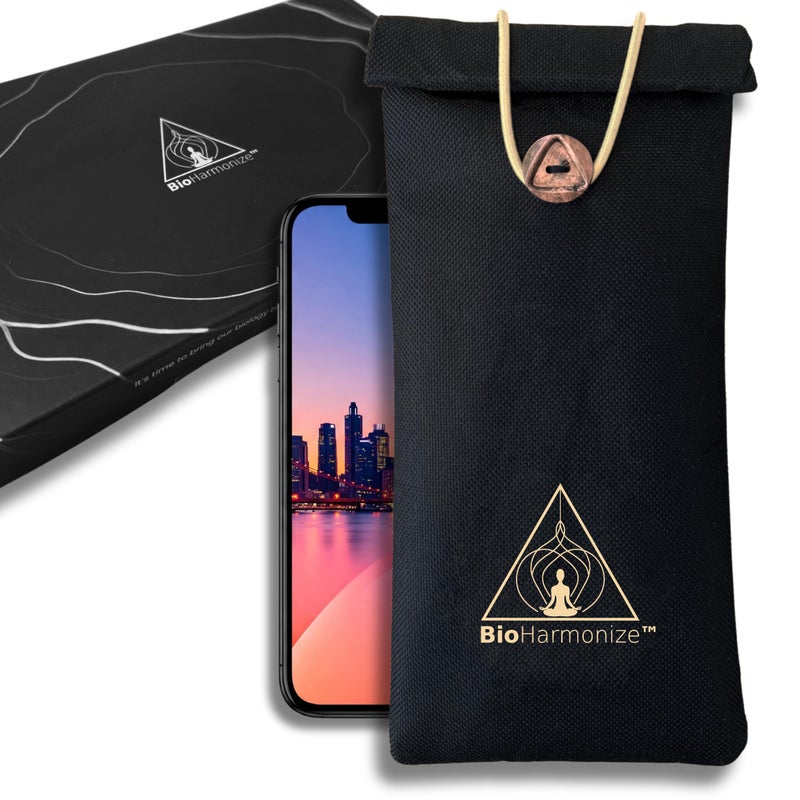 BioHarmonize EMF Shield Phone Sleeve - Full Privacy & RF Signal Blocking, Double Shielding Faraday Fabric, Quantum Harmonization Tech - Image 1