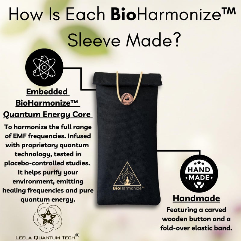 BioHarmonize EMF Shield Phone Sleeve - Full Privacy & RF Signal Blocking, Double Shielding Faraday Fabric, Quantum Harmonization Tech - Image 4
