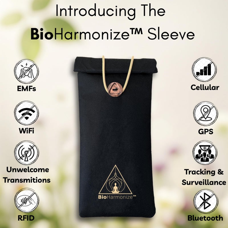 BioHarmonize EMF Shield Phone Sleeve - Full Privacy & RF Signal Blocking, Double Shielding Faraday Fabric, Quantum Harmonization Tech - Image 2