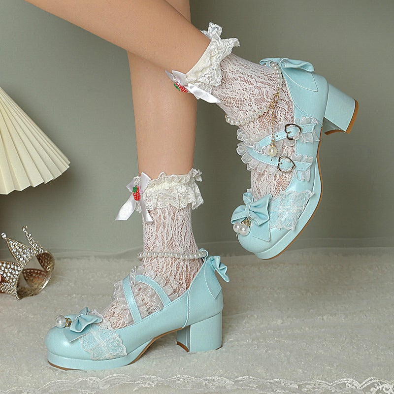 2024 New Lolita Shoes 28-43 Sweet Bow Cosplay Shoes Women - Image 4