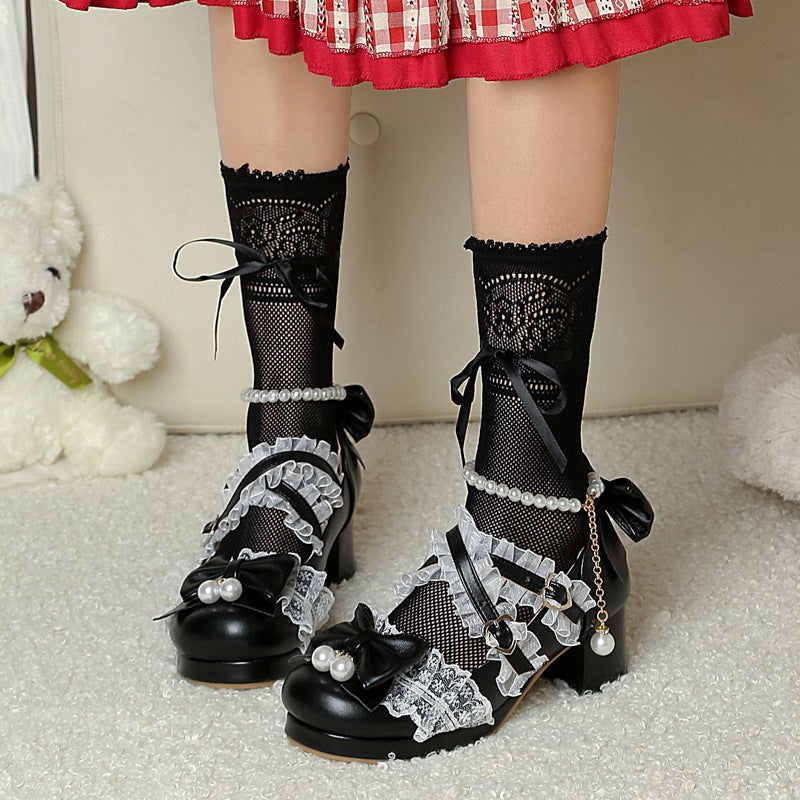 2024 New Lolita Shoes 28-43 Sweet Bow Cosplay Shoes Women - Image 3