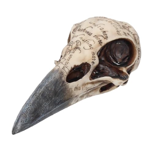 Nemesis Now Edgar's Raven Skull Figurine, Gothic Decor, Hand-Painted Resin, Edgar Allan Poe Themed Ornament with Engraved Poem, 21cm - Image 1