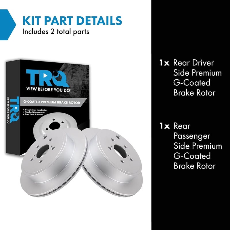 TRQ Rear Brake Rotors Set Vented Premium G-Coated Compatible with 2013-2016 Scion FR-S 2013-2023 Subaru BRZ 2010-2014 Legacy Outback 2017-2024 Toyota 86 - Image 2