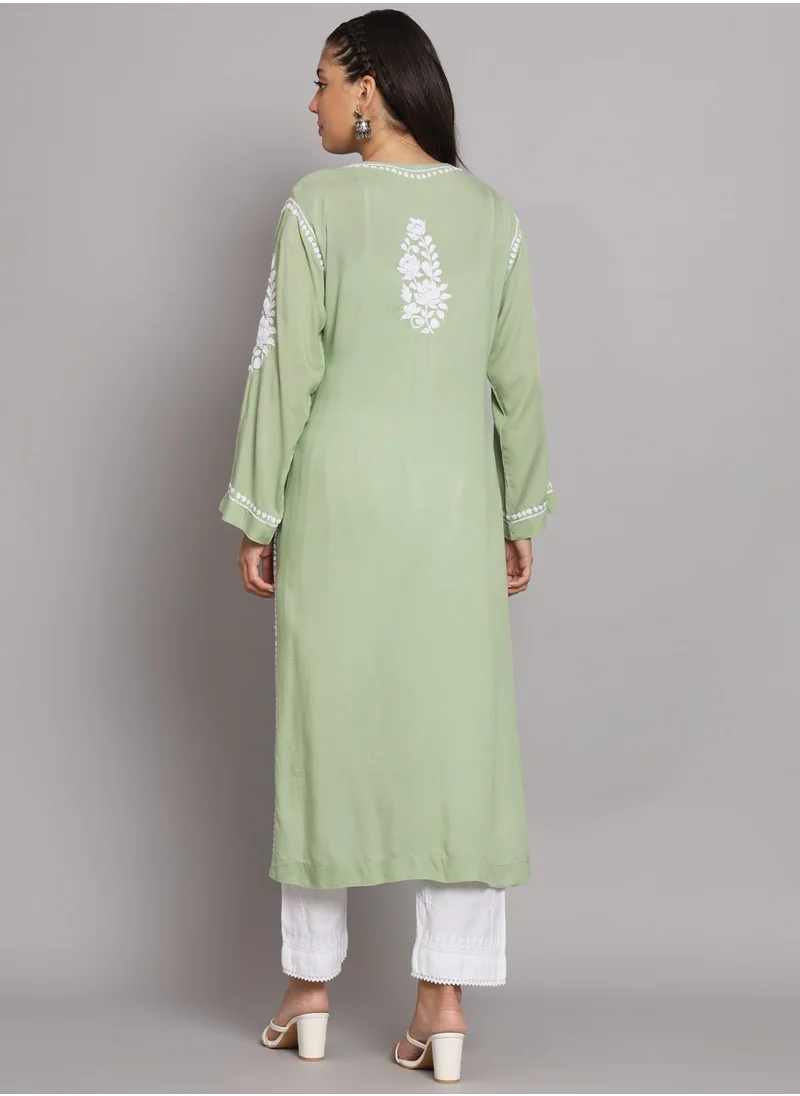 Alaya Hand Embroidered Chikankari Modal Straight Kurta-AL3682