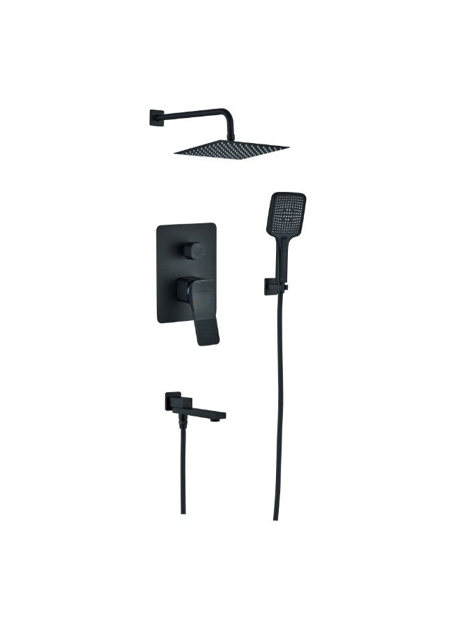 Milano Luxe Arc 3 Way Concealed Shower Mixer Set - Matt Black Brass, DIY Installation, 10 Year Warranty, Stylish Sanitary Solution for Modern Bathrooms
