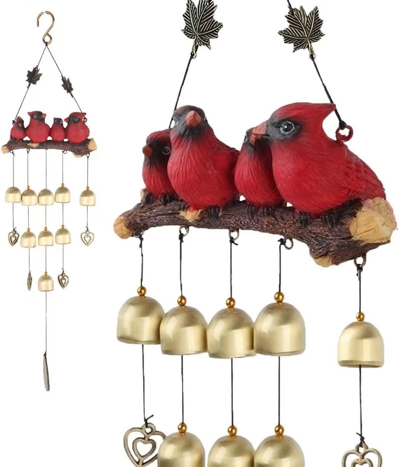 Resin Bird's Nest wind chimes ornaments cross-border exclusive brass bell wind chimes outdoor garden bird pendant - Image 3