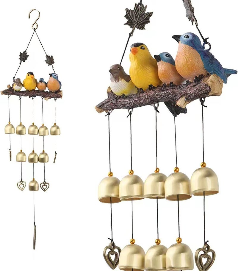 Resin Bird's Nest wind chimes ornaments cross-border exclusive brass bell wind chimes outdoor garden bird pendant - Image 2