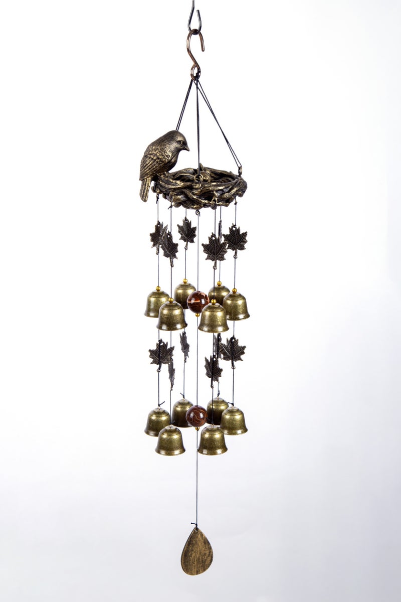 Resin Bird's Nest wind chimes ornaments cross-border exclusive brass bell wind chimes outdoor garden bird pendant - Image 5
