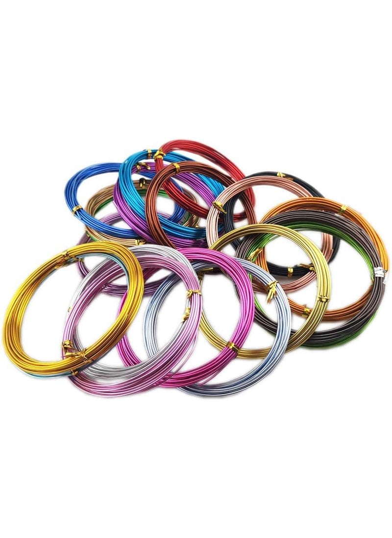 Techmahoday Techmahoday 15 Guage 15mm 4Colors Aluminum Craft Wire Bendable Metal Wire for Jewelry Craft Making 5M Each Color 