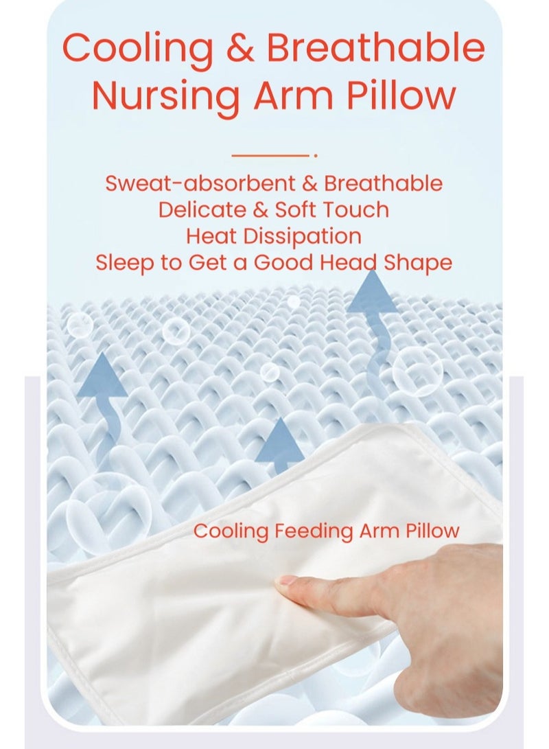 Cooler than Silk Feeling Nursing Arm Pillow for Infants, Cooling Touch, Breathable Ergonomic Newborn Cushion, Zero-Sweat, Comfortable  Safe Pillow for Mom Breastfeeding, Newborns, Toddlers, Tummy Time - 25.5x12.5cm - Image 4