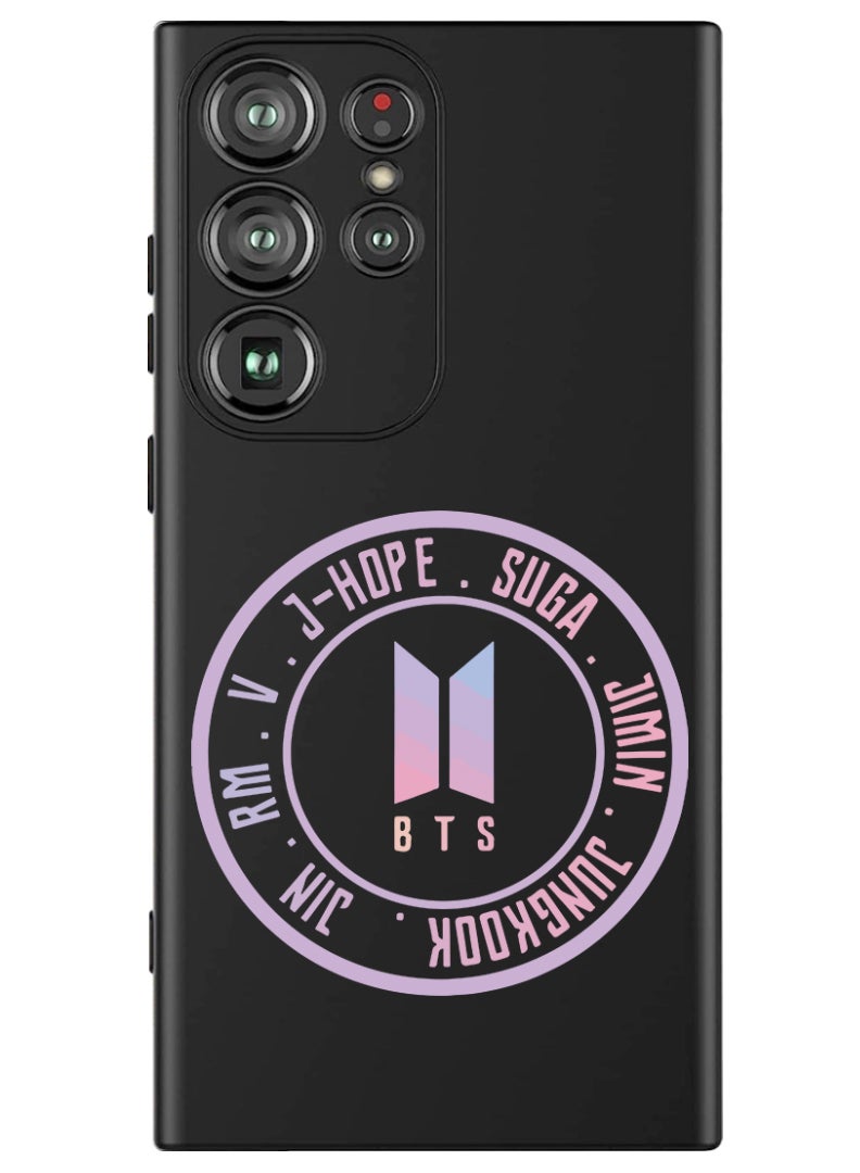 Theodor Protective Slim Fit Case Liquid Silicone Cover with Full Body Protection Anti-Scratch Shockproof Case For Samsung Galaxy S24 Ultra (Black) - BTS sticker - Image 1