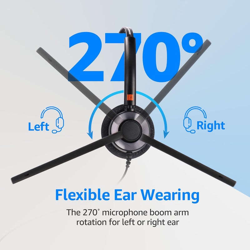 IPD IPH-160 Phone Headset with Noise Cancelling Microphone for Office and Call Center- Comapatible with Polycom VVX, Aastra,Avaya Digital, Nortel,Samsung,Mitel landline Phones. - Image 4