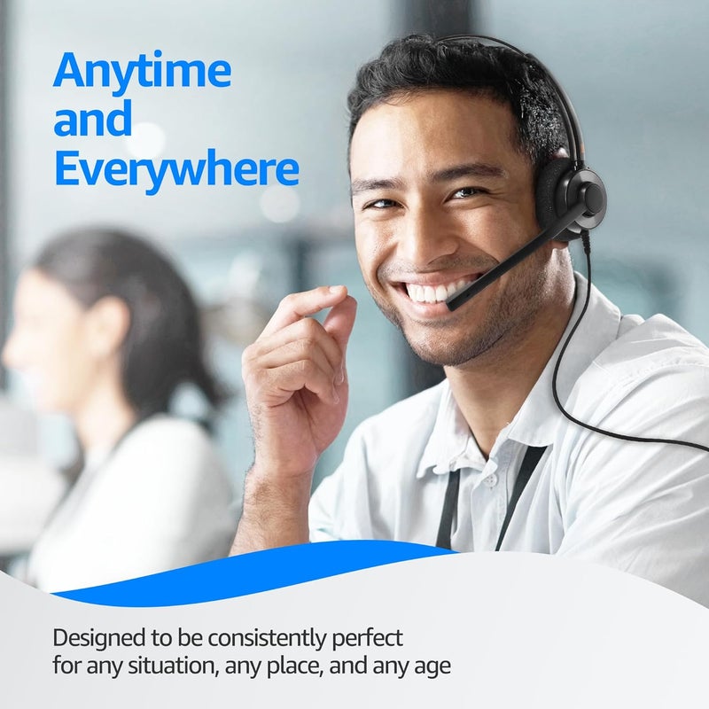 IPD IPH-160 Phone Headset with Noise Cancelling Microphone for Office and Call Center- Comapatible with Polycom VVX, Aastra,Avaya Digital, Nortel,Samsung,Mitel landline Phones. - Image 5