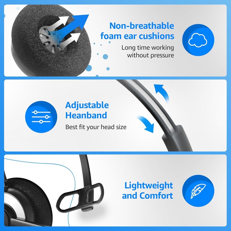 IPD IPH-160 Phone Headset with Noise Cancelling Microphone for Office and Call Center- Comapatible with Polycom VVX, Aastra,Avaya Digital, Nortel,Samsung,Mitel landline Phones. - Image 3