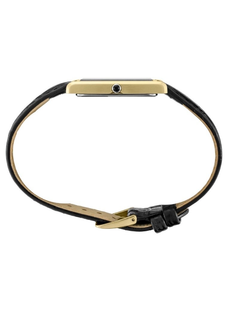 Seiko Tank SWR104P1 Classic Quartz - Gold-Tone Rectangular Stainless Steel Case, Sapphire Crystal, Black Leather Strap Men's Watch - Image 2