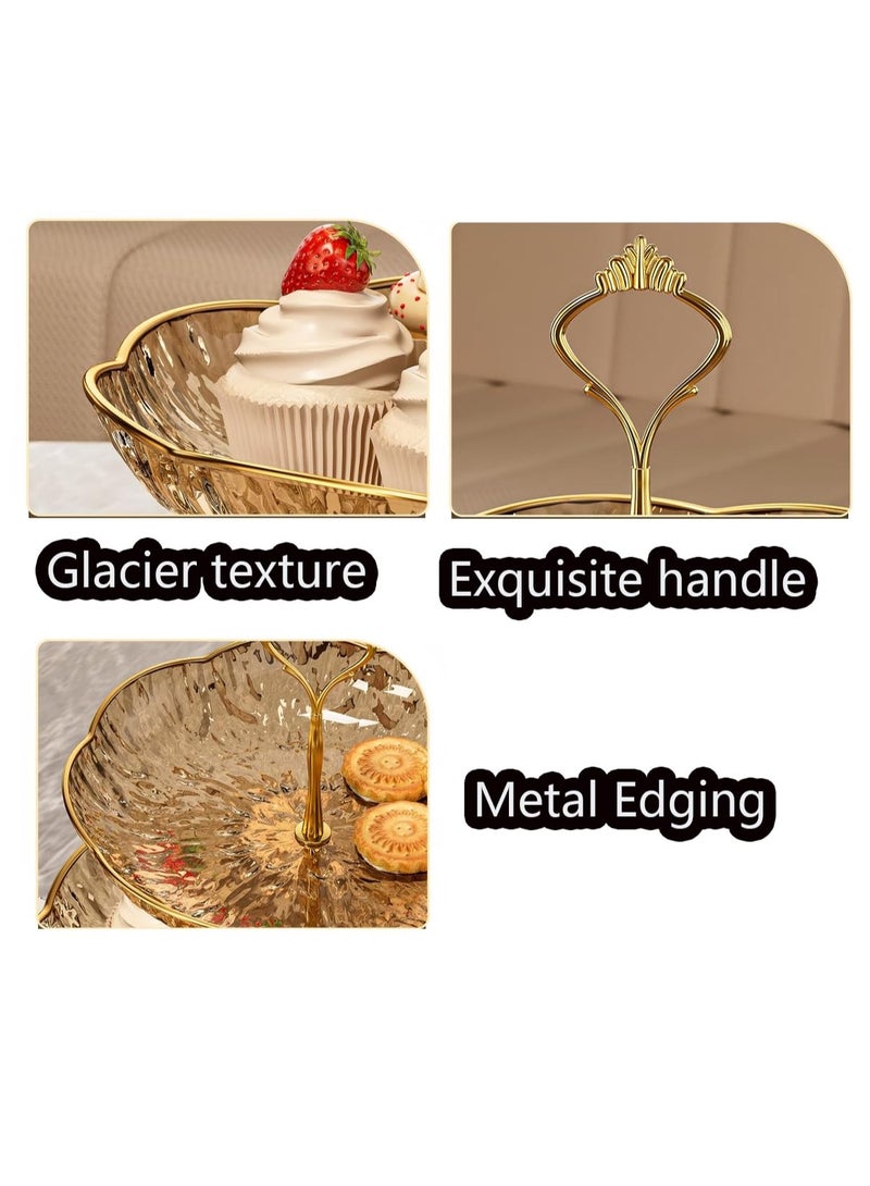 Arabest 3-Tiered dessert /cake Stand, Clear Dessert Tower Holder Display / Tray stand for Wedding, Party, Baby Shower, 3 Tier Round, Transparent, Metal Strut, gold trim - Image 4
